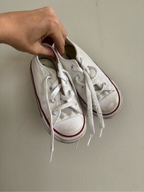 Converse Kids White Canvas Sneakers with Red Trim